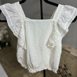 Epic Threads White Ruffled Blouse with Square Neckline